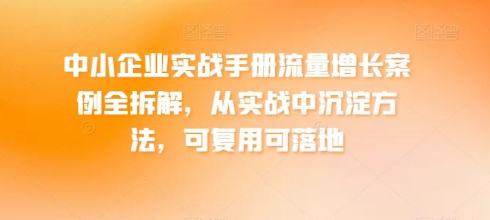 中小企业实战手册流量增长案例全拆解，从实战中沉淀方法，可复用可落地-小艾网创