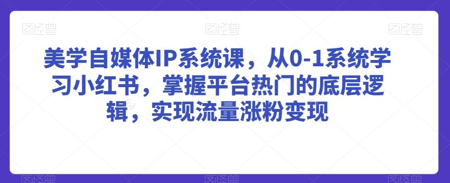 美学自媒体IP系统课，从0-1系统学习小红书，掌握平台热门的底层逻辑，实现流量涨粉变现-小艾网创