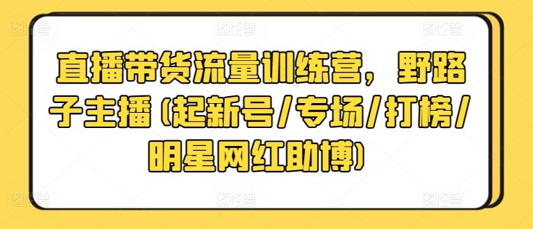 直播带货流量训练营，野路子主播(起新号/专场/打榜/明星网红助博)-小艾网创