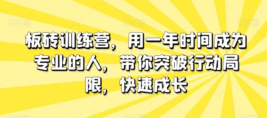 板砖训练营，用一年时间成为专业的人，带你突破行动局限，快速成长-小艾网创