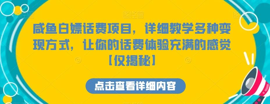 咸鱼白嫖话费项目，详细教学多种变现方式，让你的话费体验充满的感觉【仅揭秘】-小艾网创