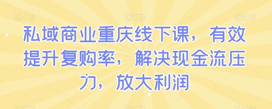 私域商业重庆线下课，有效提升复购率，解决现金流压力，放大利润-小艾网创