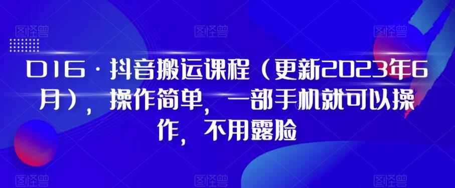 D1G·抖音搬运课程（更新2024年01月），操作简单，一部手机就可以操作，不用露脸-小艾网创