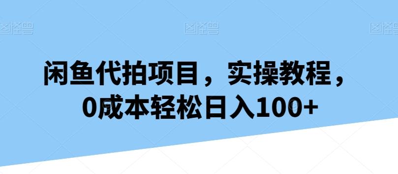 闲鱼代拍项目，实操教程，0成本轻松日入100+-小艾网创