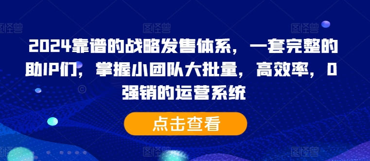 2024靠谱的战略发售体系，一套完整的助IP们，掌握小团队大批量，高效率，0 强销的运营系统-小艾网创