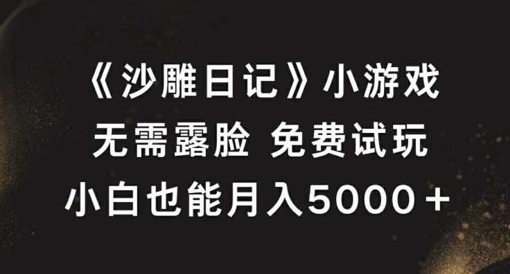 《沙雕日记》小游戏，无需露脸免费试玩，小白也能月入5000+【揭秘】-小艾网创