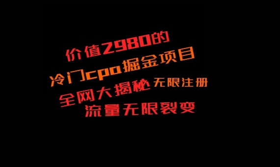 价值2980的CPA掘金项目大揭秘，号称当天收益200+，不见收益包赔双倍-小艾网创