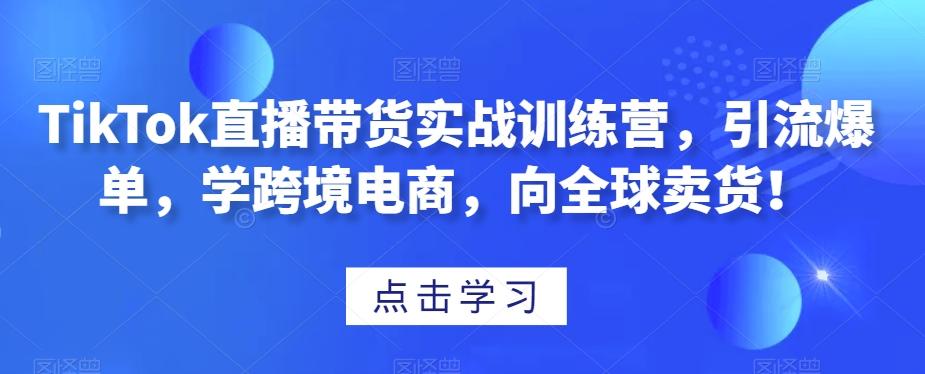 TikTok直播带货实战训练营，引流爆单，学跨境电商，向全球卖货！-小艾网创