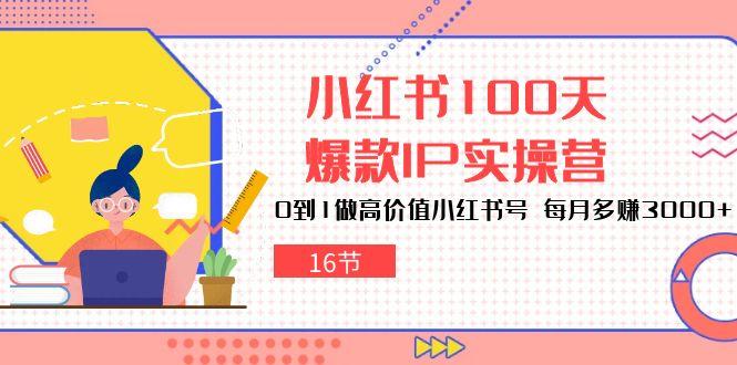 小红书100天-爆款IP实操营，0到1做高价值小红书号 每月多赚3000+(16节-小艾网创