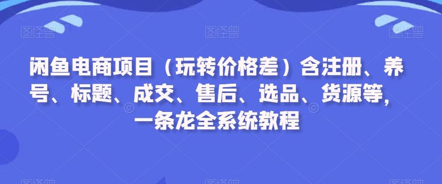闲鱼电商项目(玩转价格差)含注册、养号、标题、成交、售后、选品、货源等，一条龙全系统教程-小艾网创