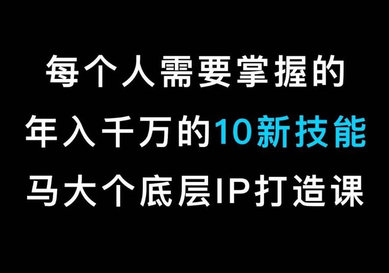 马大个的IP底层逻辑课，​每个人需要掌握的年入千万的10新技能，约会底层IP打造方法！-小艾网创