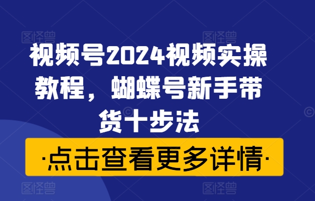 视频号2024视频实操教程，蝴蝶号新手带货十步法-小艾网创