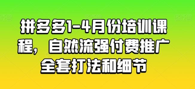 拼多多1-4月份培训课程，自然流强付费推广全套打法和细节-小艾网创