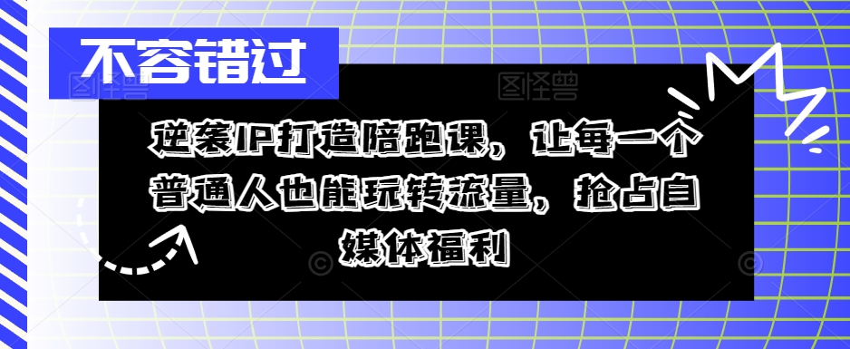 逆袭IP打造陪跑课，让每一个普通人也能玩转流量，抢占自媒体福利-小艾网创