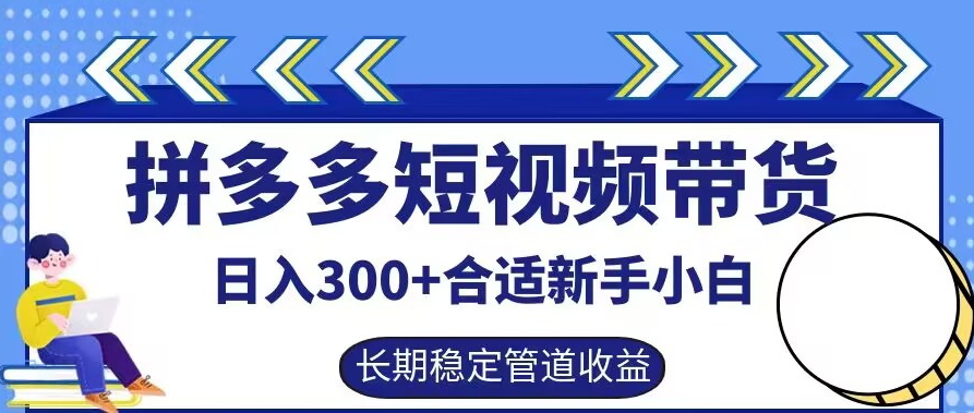 拼多多短视频带货日入300+有长期稳定被动收益，合适新手小白【揭秘】-小艾网创