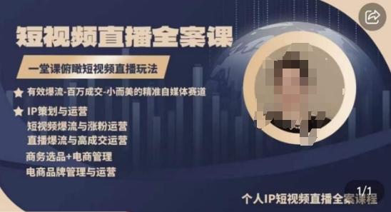 高品质IP短视频直播全案课程，一堂课俯瞰短视频直播玩法-小艾网创