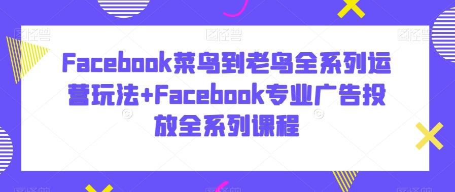 Facebook菜鸟到老鸟全系列运营玩法+Facebook专业广告投放全系列课程-小艾网创
