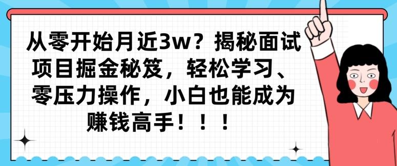从零开始月近3w？揭秘面试项目掘金秘笈，轻松学习、零压力操作，小白也能成为赚钱高手-小艾网创