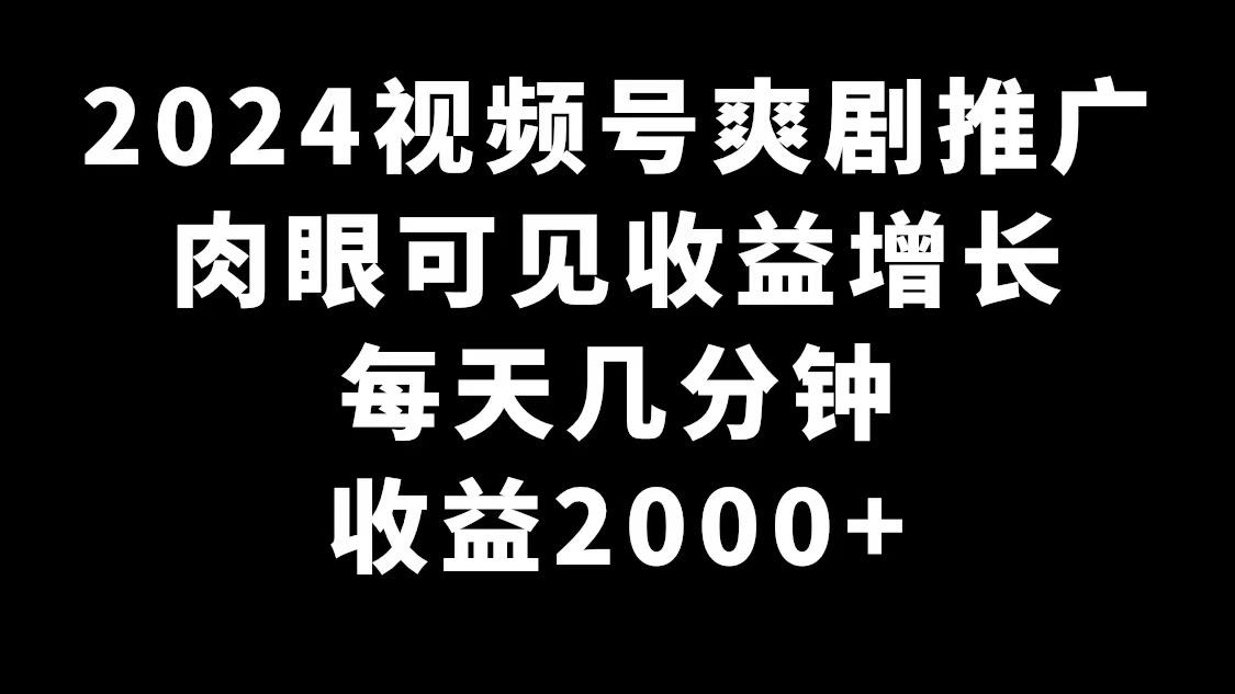 2024视频号爽剧推广，肉眼可见的收益增长，每天几分钟收益2000+-小艾网创