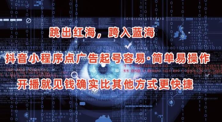 抖音小程序点广告项目，起号容易，简单易操作，开播就见有收益【揭秘】-小艾网创