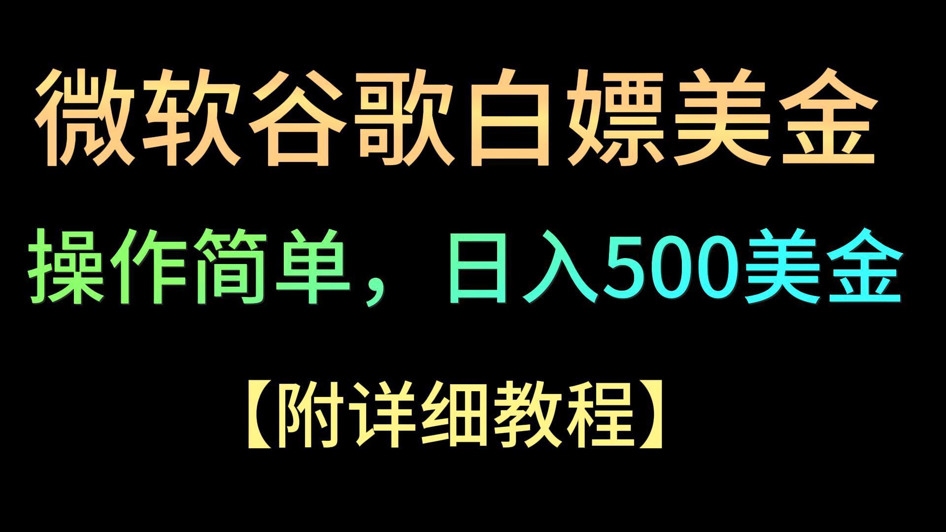 微软谷歌项目3.0，轻松日赚500+美金，操作简单，小白也可轻松入手！-小艾网创