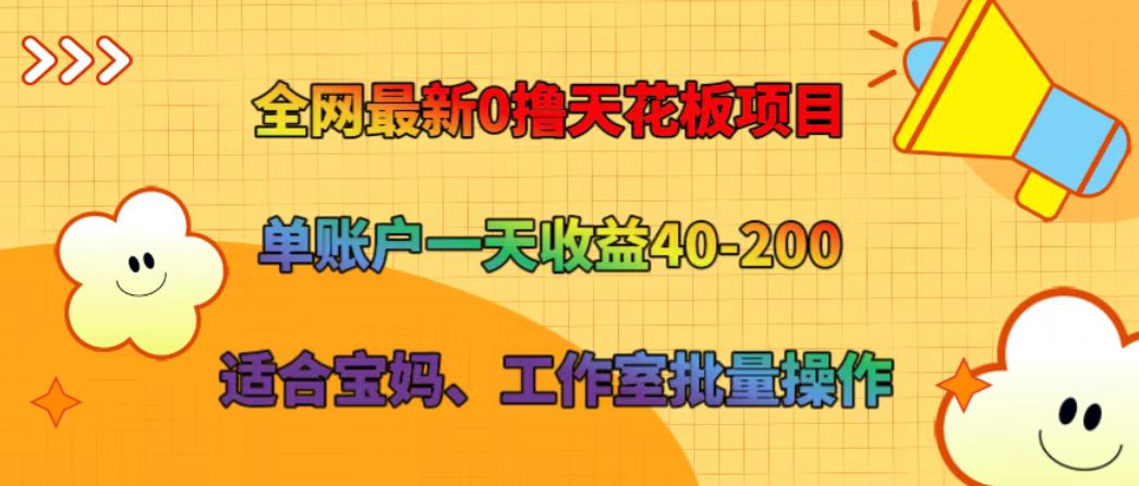 全网最新0撸天花板项目 单账户一天收益40-200 适合宝妈、工作室批量操作-小艾网创