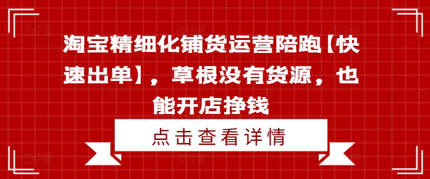 淘宝精细化铺货运营陪跑【快速出单】，草根没有货源，也能开店挣钱-小艾网创