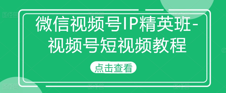微信视频号IP精英班-视频号短视频教程-小艾网创