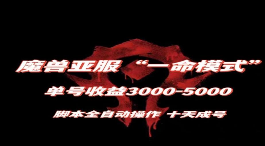 魔兽亚服一命模式，10天成号-单号3千-5千，脚本全自动操作，保姆级教学【揭秘】-小艾网创