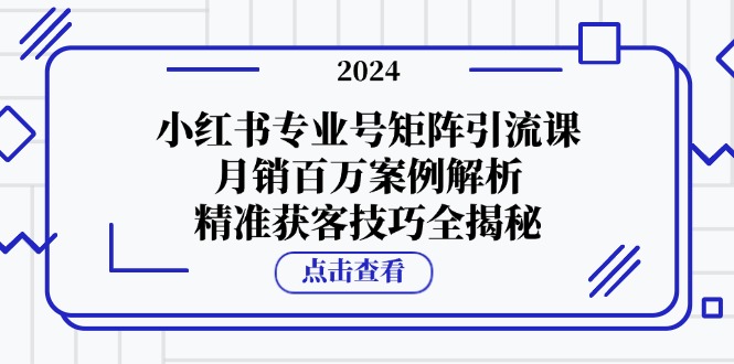 小红书专业号矩阵引流课，月销百万案例解析，精准获客技巧全揭秘-小艾网创
