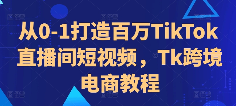 从0-1打造百万TikTok直播间短视频，Tk跨境电商教程-小艾网创