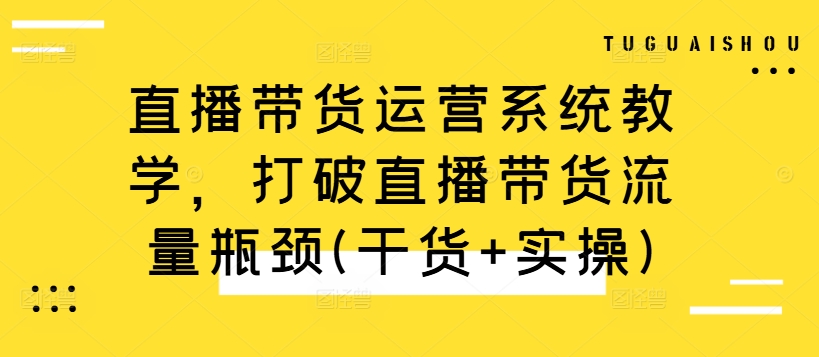 直播带货运营系统教学，打破直播带货流量瓶颈(干货+实操)-小艾网创