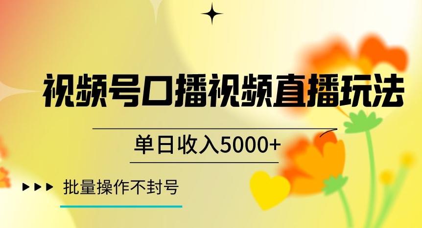 视频号囗播视频直播玩法，单日收入5000+，批量操作不封号【揭秘】-小艾网创