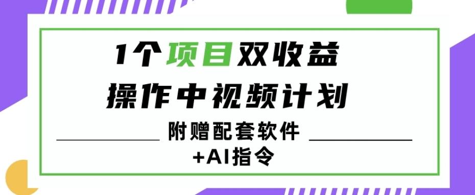 1个项目双收益？操作中视频计划1天最高3100+收益？（附赠配套软件+AI指令）-小艾网创