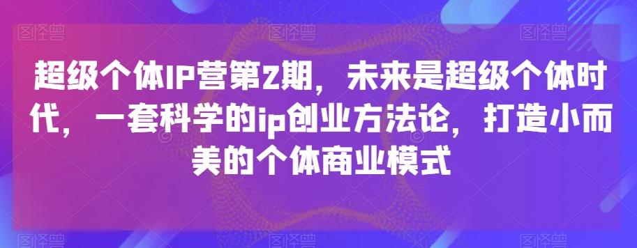 超级个体IP营第2期，未来是超级个体时代，一套科学的ip创业方法论，打造小而美的个体商业模式-小艾网创