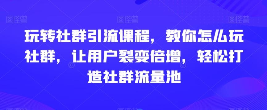 玩转社群引流课程，教你怎么玩社群，让用户裂变倍增，轻松打造社群流量池-小艾网创