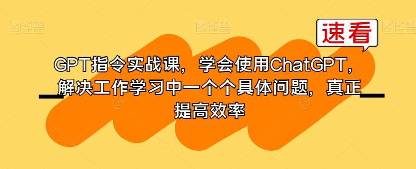 GPT指令实战课，学会使用ChatGPT，解决工作学习中一个个具体问题，真正提高效率-小艾网创