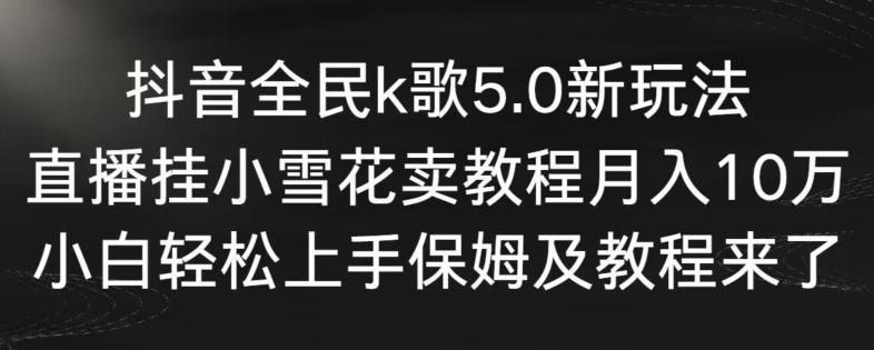抖音全民k歌5.0新玩法，直播挂小雪花卖教程月入10万，小白轻松上手，保姆及教程来了【揭秘】-小艾网创