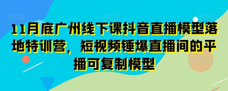 11月底广州线下课抖音直播模型落地特训营，短视频锤爆直播间的平播可复制模型-小艾网创