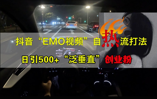 抖音EMO视频自热打法，日引500+“泛垂直”创业粉-小艾网创