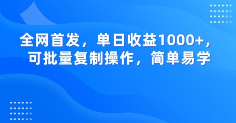 全网首发，单日收益1000+，可批量复制操作，简单易学【揭秘】-小艾网创