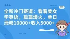 全新冷门赛道：看着美女学英语，篇篇爆火，单日涨粉10000+收入5000+-小艾网创