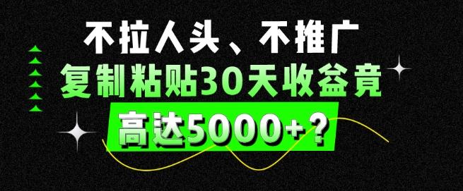 不拉人头、不推广，复制粘贴30天收益竟高达5000+？-小艾网创