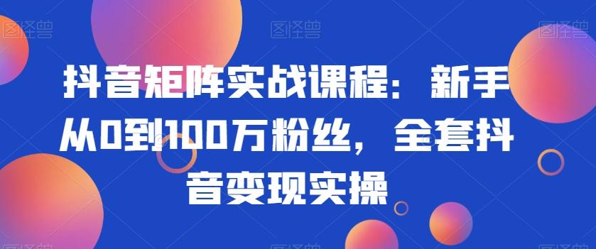抖音矩阵实战课程：新手从0到100万粉丝，全套抖音变现实操-小艾网创