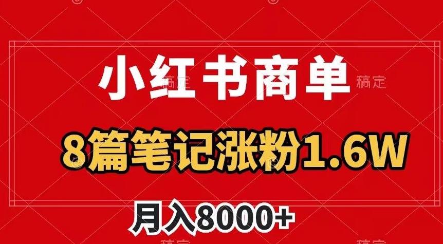 小红书商单最新玩法，8篇笔记涨粉1.6w，作品制作简单，月入8000+【揭秘】-小艾网创