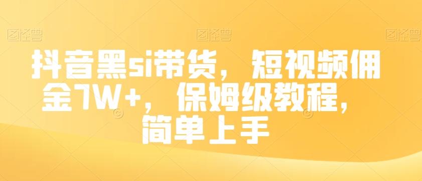 抖音黑si带货，短视频佣金7W+，保姆级教程，简单上手【揭秘】-小艾网创