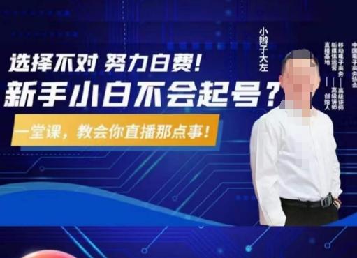 大左教您从0到1做直播带货，选择不对，努力白费，5小时课程搞定那点事，解决你起号问题-小艾网创