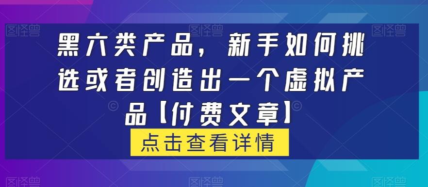 黑六类虚拟产品，新手如何挑选或者创造出一个虚拟产品【付费文章】-小艾网创
