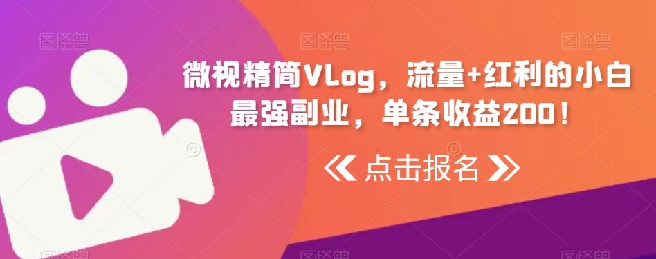 微视精简Vlog，流量+红利的小白最强副业，单条收益200！-小艾网创