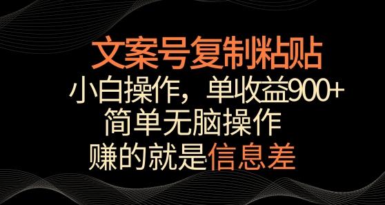 文案号掘金，简单复制粘贴，小白操作，单作品收益900+【揭秘】-小艾网创